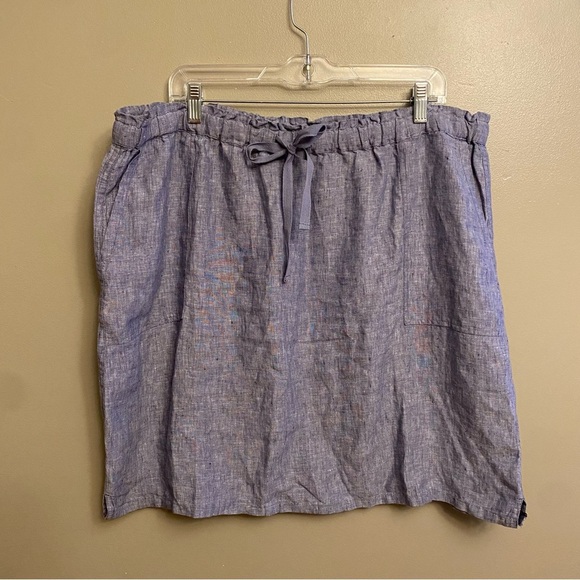 Coldwater Creek Linen  Chambray Skirt Size Extra Large pockets - Picture 1 of 10